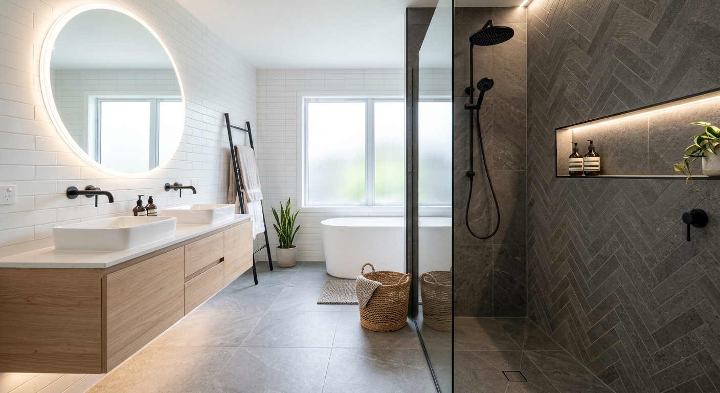 Rénovation de salle de bain contemporaine et lumineuse à Saint-Gratien par C H ELEC
