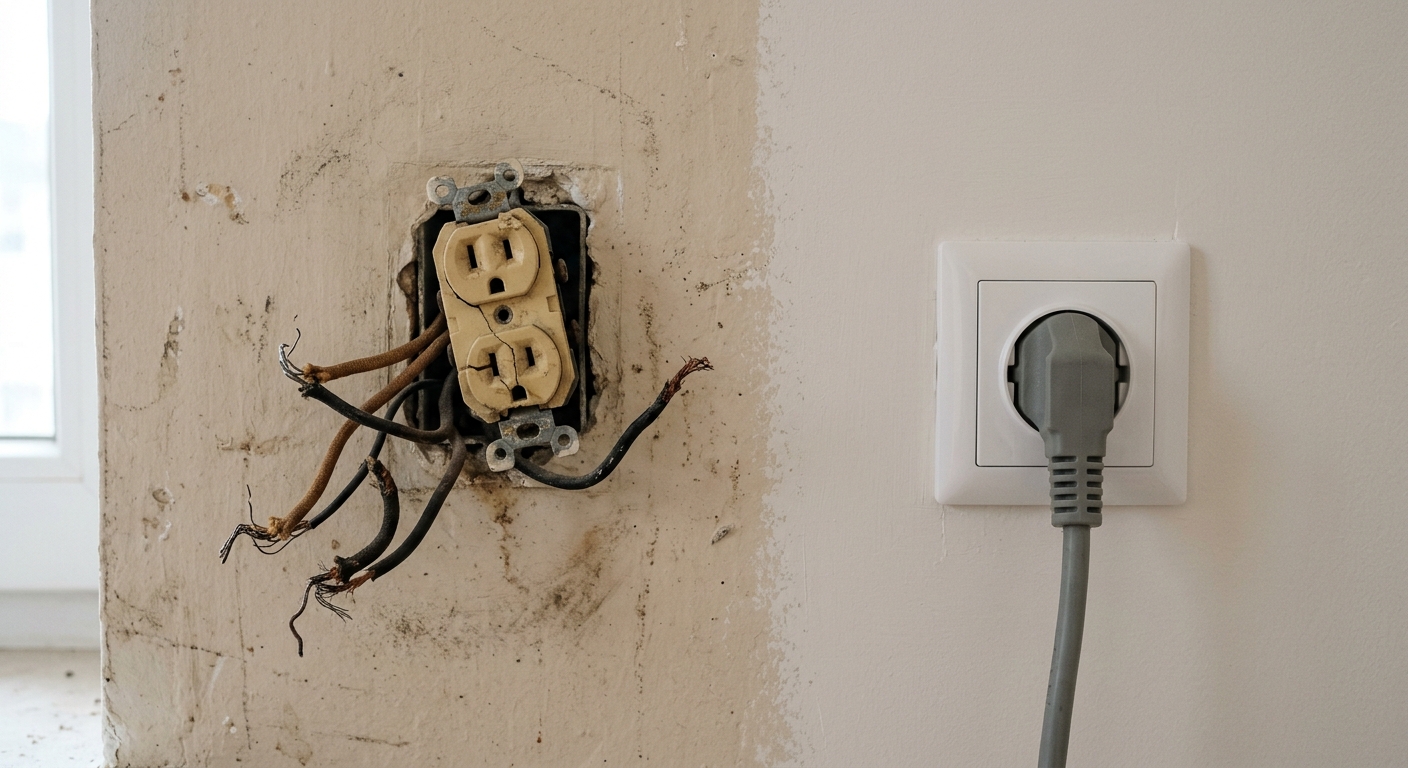 Comparaison installation électrique vétuste et rénovation moderne à Saint-Gratien